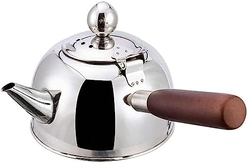 MOBAAK Stove Top Kettle Tea Kettle Stainless Steel Whistling Tea Kettle Teapot Kettle With Wood Handle For Home Gas Stovetop Teapot For Gas Hob (Color : Silver, Size : 500ML)