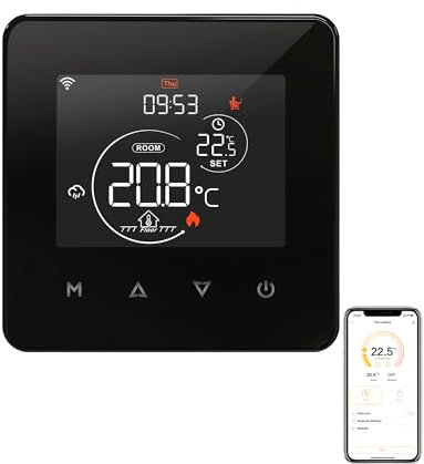 EZAIoT Thermostat intelligent pour chaudières, contrôle de la température de chauffage de l'eau, 220 V (3 A), Wi-Fi programmable, thermostat d'ambiance, TUYA Smart Life, Alexa et Google Assistant