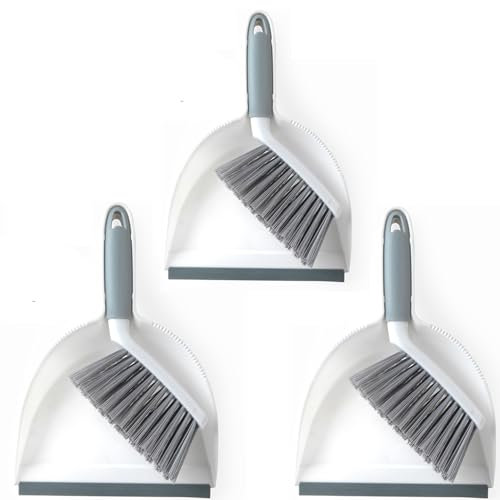 Beldray COMBO-8934A Antibac Dustpan & Brush – Set of 3, Scratch Free Bristles, Flexible Rubber Lip, Clean Worktops, Desks & Hard Floors, Compact Storage, Suitable For Small Homes, Caravans/Motorhomes