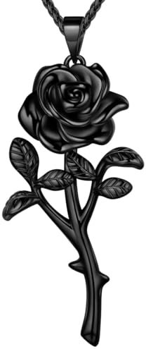 SEIHOP Rose Necklaces Flower Pendant Elegant Black Gun Plated Jewelry Gifts for Women KP0072K