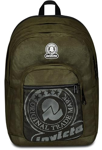 Invicta Zaino Scuola Dial Full Space Solid, Verde, Doppio Scomparto con Fascia Estensibile, Porta PC e Porta Borraccia, Organizer, Zaino Viaggio