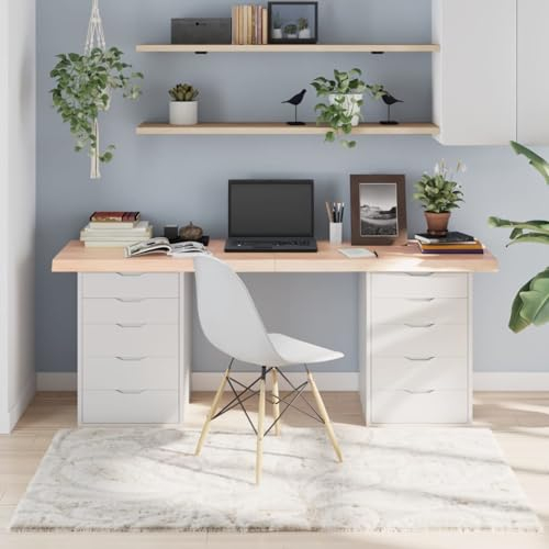 CIADAZ Tischplatte 180x60x6 cm Massivholz Eiche Unbehandelt, Arbeitsplatte, Holzplatte, Schreibtischplatte, Waschtischplatte, Küchenarbeitsplatte - 3156331