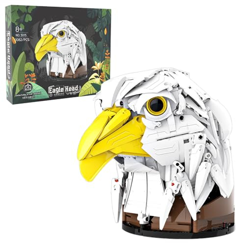 MISINI 5015 Adler Kopf Bausteine Set, 1082 PCS MOC Klemmbausteine Kreative Tier Modell Dekoration Baustein Spielzeug, Wand Kunst und Handwerk Feiertagsgeschenk für Kinder und Erwachsene