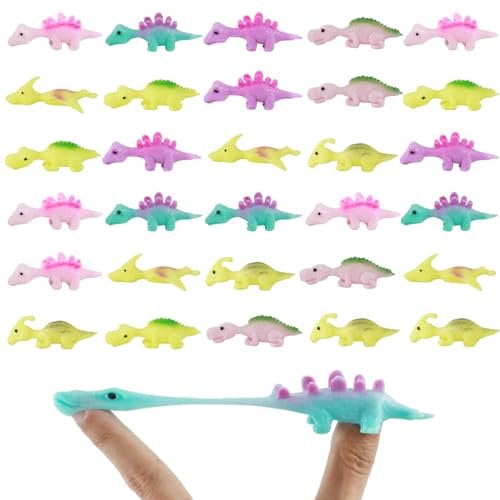 VicBou 30 Stück Schleuder Dinosaurier Spielzeug, Slingshot Dinosaur Finger Toys Elastischer Fliegender Finger Dinosaurier Dinosaurier Spielzeug Zufällige Farbe