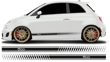 BellaFolia Seitenstreifen Aufkleber 500 Schriftzug passend für FIAT 500 Seitenaufkleber Rallystreifen 30004