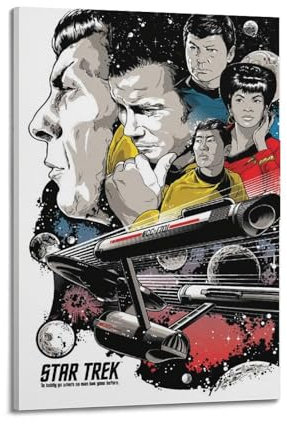 DIGERTECH Star Trek Vintage-Poster, Vintage-Kunst, Raumdekoration, ästhetisch für Schlafzimmer, Wohnzimmer, Wände, ästhetisches Poster, 50 x 75 cm, Rahmenstil