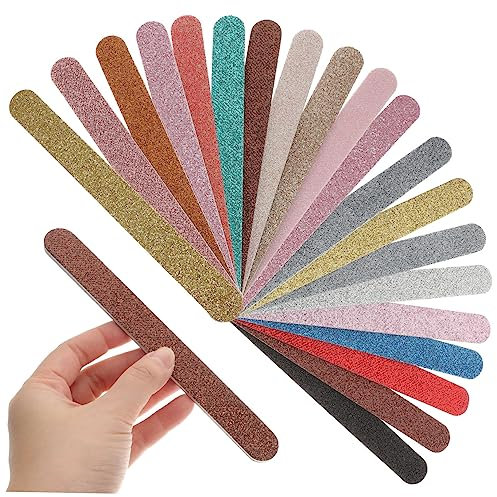 Healeved 20pièces Fichiers à Émeri Pailletés Pour Manucure Et Pédicure Outils De Soin Des Pour Femmes Couleurs Aléatoires