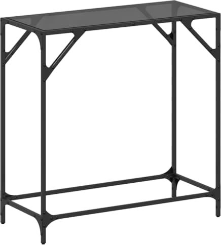 LXYZWRW Table console avec plateau en verre noir 80 x 35 x 81 cm