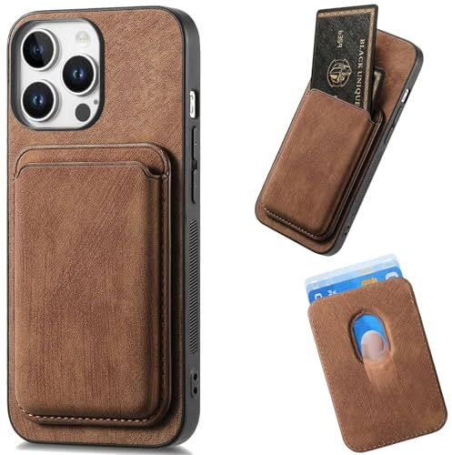 Ysnzaq Retro Magnetic Wallet Case for iPhone 16 Pro Max With Detachable Credit Card Slots Holder, Premium Leather Shockproof Protective Cover Case for iPhone 16 Pro Max/Apple 16 Pro Max. CK-Brown