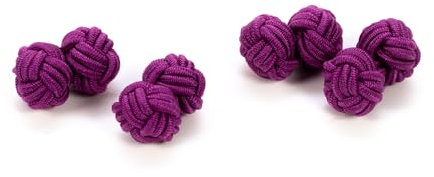 Bull & Drake Manschettenknöpfe, Seidenknoten, dehnbar, 2 Paar (4 Stück), Lila