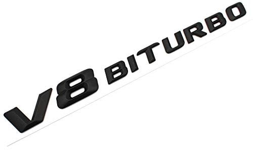 V8 Emblem Schriftzug Kunststoff mit Schaumstoff-Kleberückseite Badge (V8 Biturbo Schwarz Matt)