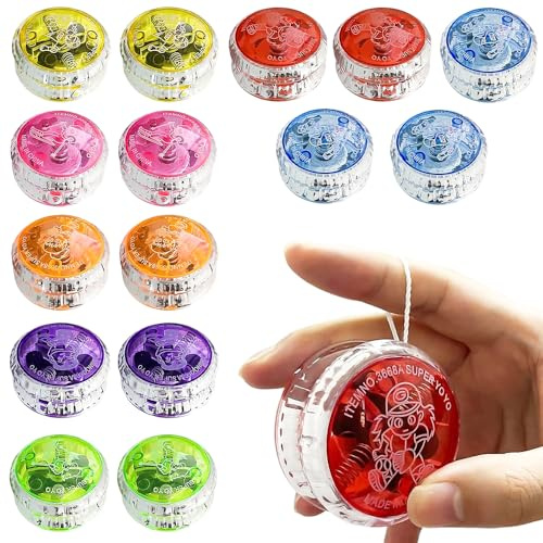 KQWVZ Jouets Yoyo LED, 15 Pièces Yo-Yo Lumineux, Yo-Yo Réactif en Plastique,Yoyo De Lumière LED, pour Débutant Faveurs, Cadeaux d'anniversaire, Fêtes et Célébrations, Couleurs Aléatoires