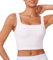 PINSPARK Sport Bustier Damen Gepolstert Ohne Bügel Sport Bra Top Breiten Trägern Sport BH Top Stretch Yoga Crop Tops Sommer Schweißableitender Nahtloser BH Weiß s