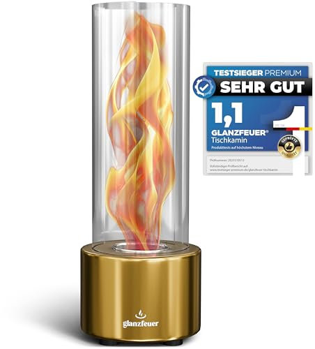 Glanzfeuer Bioethanol Tischkamin Outdoor & Indoor Bioethanol - Extra lange Brenndauer mit Wirbelflamme - Tischfeuer Deko - Tisch Kamin Feuer Feuersäule - Garten & Deko Geschenk