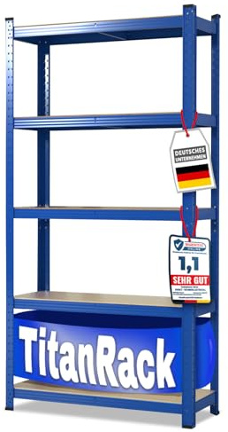 etm Schwerlastregale – Garage, Keller, Werkstatt - Steckregal, Lagerregal, Kellerregal - Hohe Traglast & Verstellbare Böden (Blau, 220 x 90 x 45 cm)