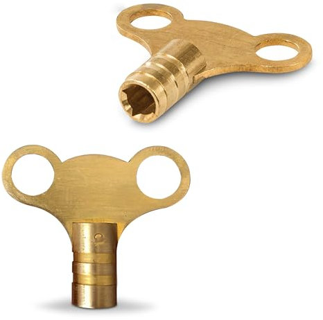 JBR Radiator Bleed Key Pack of 2, Brass Radiator Key for Bleeding, Valve Clock Key for Radiator Valve Caps and Air Vent, Easy to Use Plumbing Bleed Key