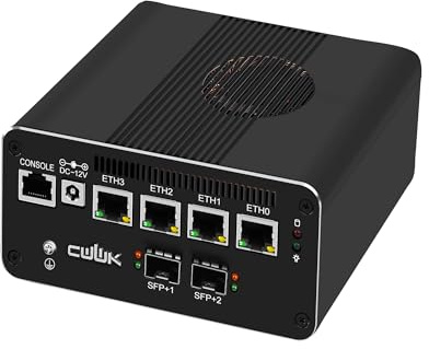 CWWK Mini PC Firewall Appliance Core i7-1185G7, 2 x 10GbE SFP+ Mini Computer mit 4 x i226-V 2.5GbE LAN, S5 OPNsense Micro PC 16GB RAM 512GB NVMe SSD, 4K 3-Display, USB-C, AES-NI