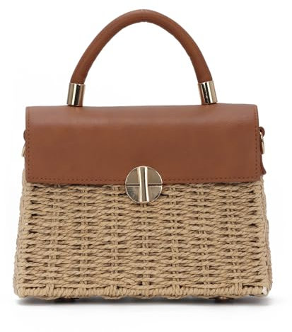 EVEOUT Straw Crossbody Bag Women Girl Summer Elegant Wicker Rattan Basket Handbag with Shoulder Strap for Beach Holiday