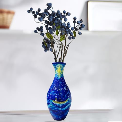 3D Puzzle Vase, 160 Pieces 3D Jigsaw Puzzles for Adults, Unique Arts and Crafts for Adults, Plastic Puzzle Flower Vase, Oriental Floral Ornament for Flowers Arrangement and Home Office Decor(style C)