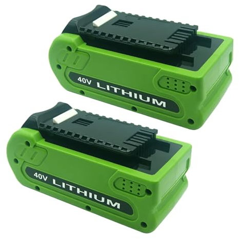 Batterie de Rechange Li-ION 40 V 5000 mAh for Coupe-Bordures de Jardin, Compatible avec GreenWorks G-Max 29462, 29472 et 27062(2pack)