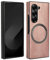 XKchatpt custodia magnetica per Samsung Galaxy Z fold 6 compatibile con MagSafe, custodia rigida sottile antiurto in pelle PU per Samsung Galaxy Z fold 6 (Oro rosa)