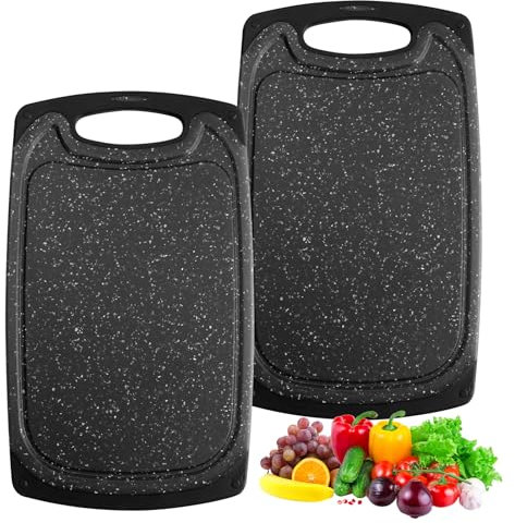 Romon Tagliere da Cucina, 2 Pezzi Imita l'aspetto del Granito, Tagliere da Cucina Plastica Taglieri Plastica 33 x 19.8CM, Cutting Board Facile da Pulire, Taglieri Sono Duri per Frutta, Verdure, Carne