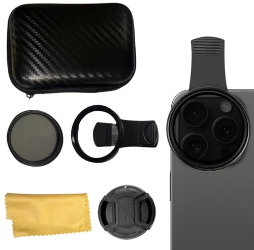 Cpl Filter, 52mm Polarisationsfilter Handy, Polfilter, mit Objektivclip, Reißverschlusstasche und Reinigungstuch, Passend für iPhone, Samsung, Android Smartphones