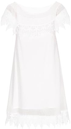 IZIA Damen Kleid, Schulterfrei, Ärmelos, Dobby-Punktmuster, Elastisches Band, Entspannte Passform, Weiß, S