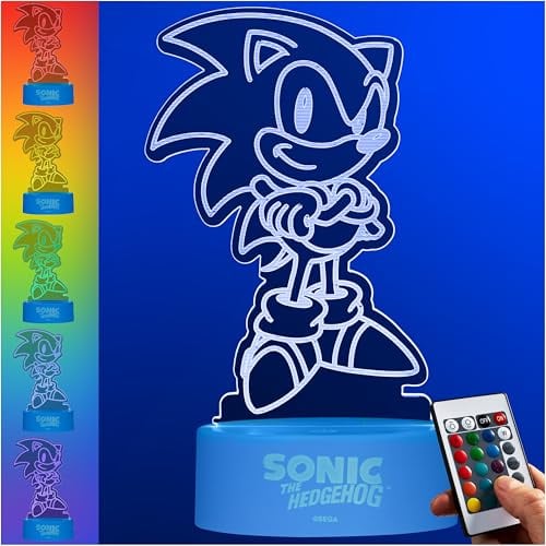 Get Trend Sonic Nachtlicht für Kinder, LED Acryl Lampe mit Fernbedienung & Touch, 3D Illusion Nachttischlampe, USB & Batterie betrieben, Geschenke für Kinder (Multi Sonic)
