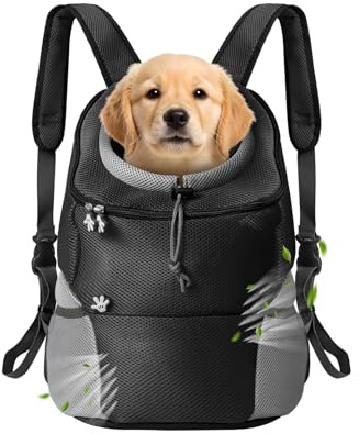 Bojury Hundetrage-Rucksack, Welpentragetasche mit Entrinnen-sicherem Reißverschluss, Atmungsaktiver Hundetransportrucksack für Reisen, Outdoor-Aktivitäten und Wandern Atmungsaktiv für 6-8kg Hunde