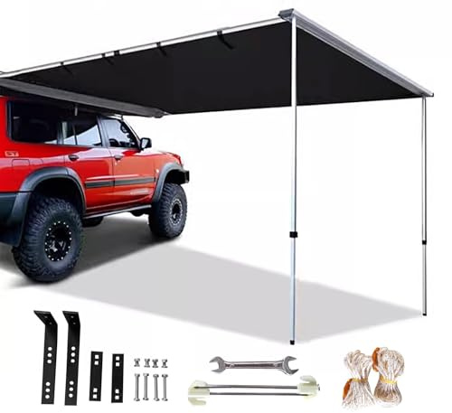 CLLXDZ Sonnensegel Camping, Ausziehbare Dachzelt Auto UV50+, Höhenverstellbereich 110-210 cm, Wetterfeste Heckzelt Auto, für Camping, LKW, Overland(160x250x210cm)