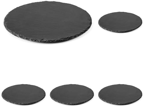 LACOR vassoio ardesia rotondo di Ø20 cm, Altro, nero, 20 cm (Confezione da 5)