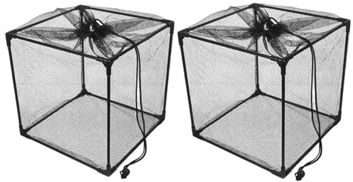 NUOBESTY 2 Stück Teichfilterboxen Pumpenfilter mit Verstopfungsschutz Schwarzes Filternetz Wasserpumpenabdeckung Barrierebeutel mit Kordelzug für Gartenteiche und Aquarien