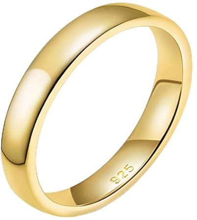 RDSGYZ Eheringe Damen Silber 925 Gold, Trauring Einzeln 2MM 4MM Hochglanzpoliert Bandring Partnerringe Verlobungsringe Nickelfrei