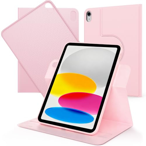 EasyAcc Coque Rotative pour iPad A16 11/10ème Génération (2025/2022),Rose