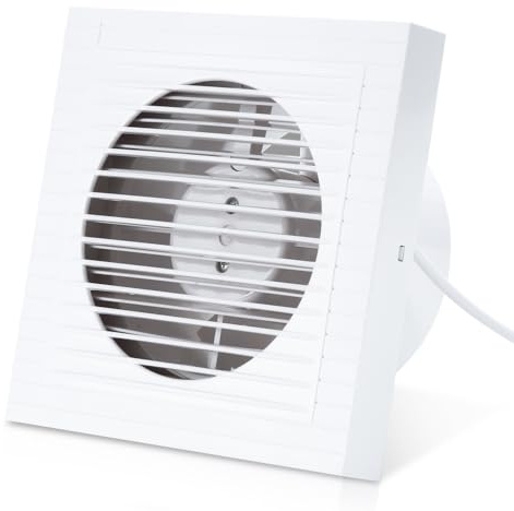 Peviasot 100mm Leiser Badlüfter, Plug-and-Play, 130m³/h 12W Badventilator | Kunststoffgehäuse für Bad, Küche, Keller und WC, Abluft gegen Dampf und Gerüche, glatte Front, Frontmaß 10 x 10 cm