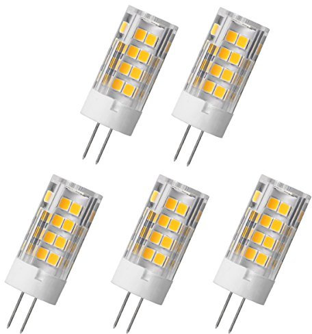 Aoxdi 5 StückG4 LED Licht G4 5W, Warmweiß, 51 SMD 2835 LED Leuchtmittel Energiespar Lampe, AC220-240V