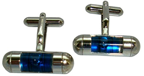 Bassin and Brown Mens Spirit Level Cufflinks - Blue/Silver