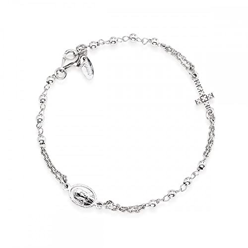 Amen Rosary Cross Rosenkranz Armband aus 925er Silber hergestellt, mit Zirkoniasteinen verziert, Länge: 18 cm + 2 cm, BROBZ3