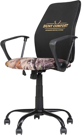 Hunt Comfort GelCore Mesh 360 Degree Swivel Versatile Hunting Blind Seat and Office Chair Support with Threaded Height Adjustment, Black/Printed (HCDC20)
