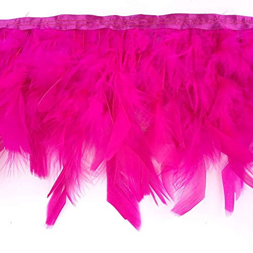 Sowder Flecos de plumas de pavo para fiesta, boda, vestido, costura, manualidades, disfraces, decoración, paquete de 2 yardas (fucsia)