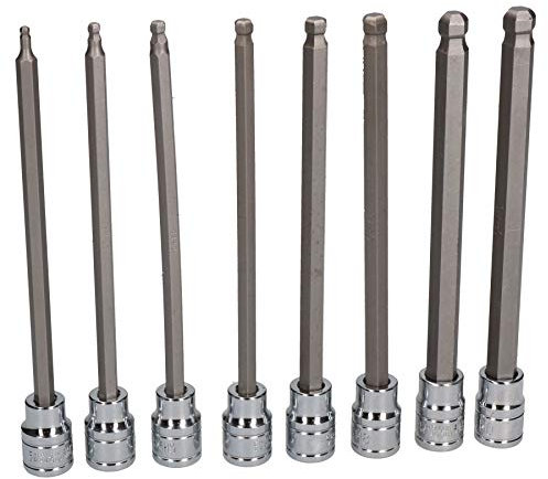 AB Tools 3/8 Drive Metric Extra Long Allen Hex Key Ball Ended Sockets 3mm - 10mm 8pc