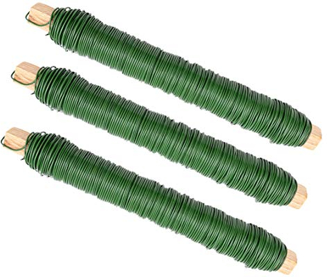 3er SET Draht Wickeldraht grün - Blumenwickeldraht & Basteldraht & Floristendraht & Blumendraht für Rosen, Blumen & Basteln