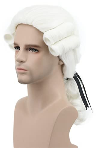 karlery Richter Kolonial Perücke Herren Lang Welle Weiß Perücke Männer Washington Halloween Kostüm Perücke Anime Cosplay Perücke