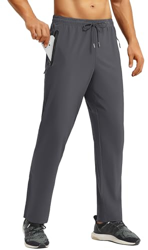 EKLENTSON Mens Hiking Trousers Lightweight Joggers Outdoor Sports Pants Summer Quick Dry Casual Trousers for Running Camping Walking Grey 32