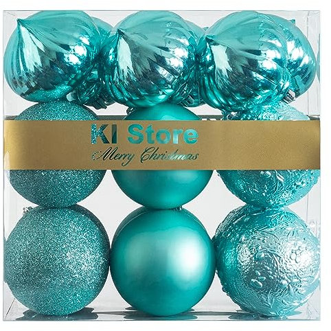 Teal Christmas Baubles Christmas Tree Decoration Ornaments 18pcs Shatterproof Balls for Xmas Hanging Decorations Festival Holiday Décor
