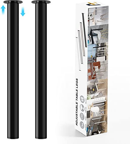 Amazing Tour Adjustable Table Legs 710-1100mm - 2 Pack Breakfast Bar Kitchen Worktop Support Office Desk Legs, Heavy Duty Metal Sturdy Steel Frame,Black