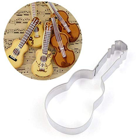 Lankater 1pc Gitarre Ausstechform, Edelstahl-süßigkeit-biskuit-Form Kochen Werkzeuge, Musikinstrument Thema Metallschneider Mold