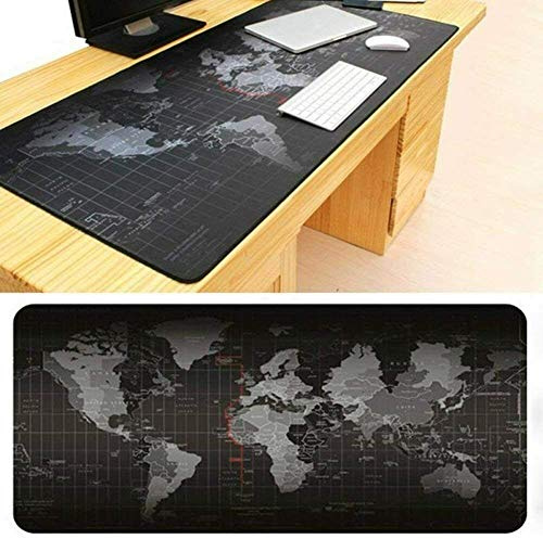 Mauspad NACH Auswahl Schreibtischunterlage Abwischbar Anti Rutsch Matte Multifunktionales Office Mousepad Schwarz Weltkarte (1000x500x3 mm)