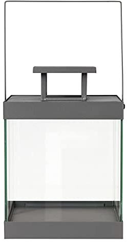 Blomus Laterne Finca Klein, Indoor Laterne, Windlicht, Stahl pulverbeschichtet, Glas klar, Steel Gray, 30.5 cm, 66178